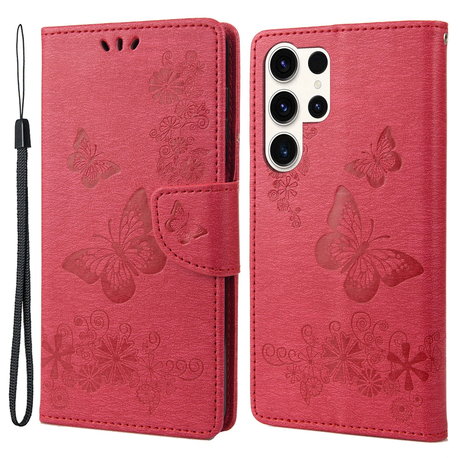 Anti-drop Phone Cover for Samsung Galaxy S23 Ultra PU Leather Phone Case Wallet Butterflies Flower Imprinting Shell with Stand Anti-drop Phone Cover for Samsung Galaxy S23 Ultra PU Leather Phone Case Wallet Butterflies Flower Imprinting Shell with Stand